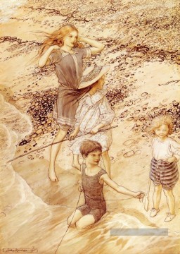  enfant - enfants par la mer illustrateur Arthur Rackham